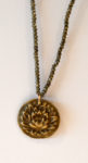 White Bronze Lotus Necklace with Pyrite