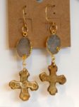 Small Cross Earrings with Druzy